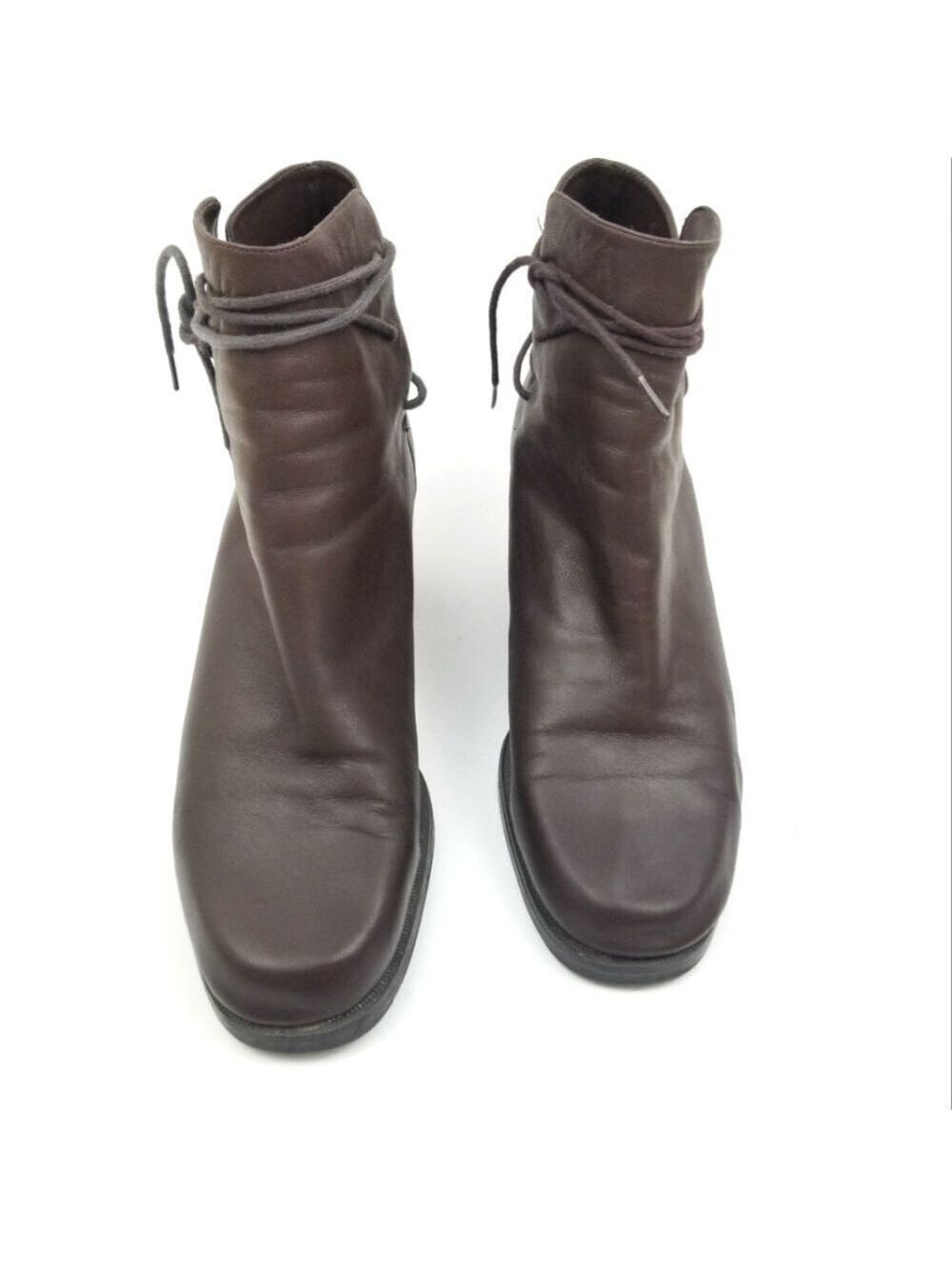 Amanda Smith Brown Leather Block Heel Booties, Size 10M - Picture 2 of 16